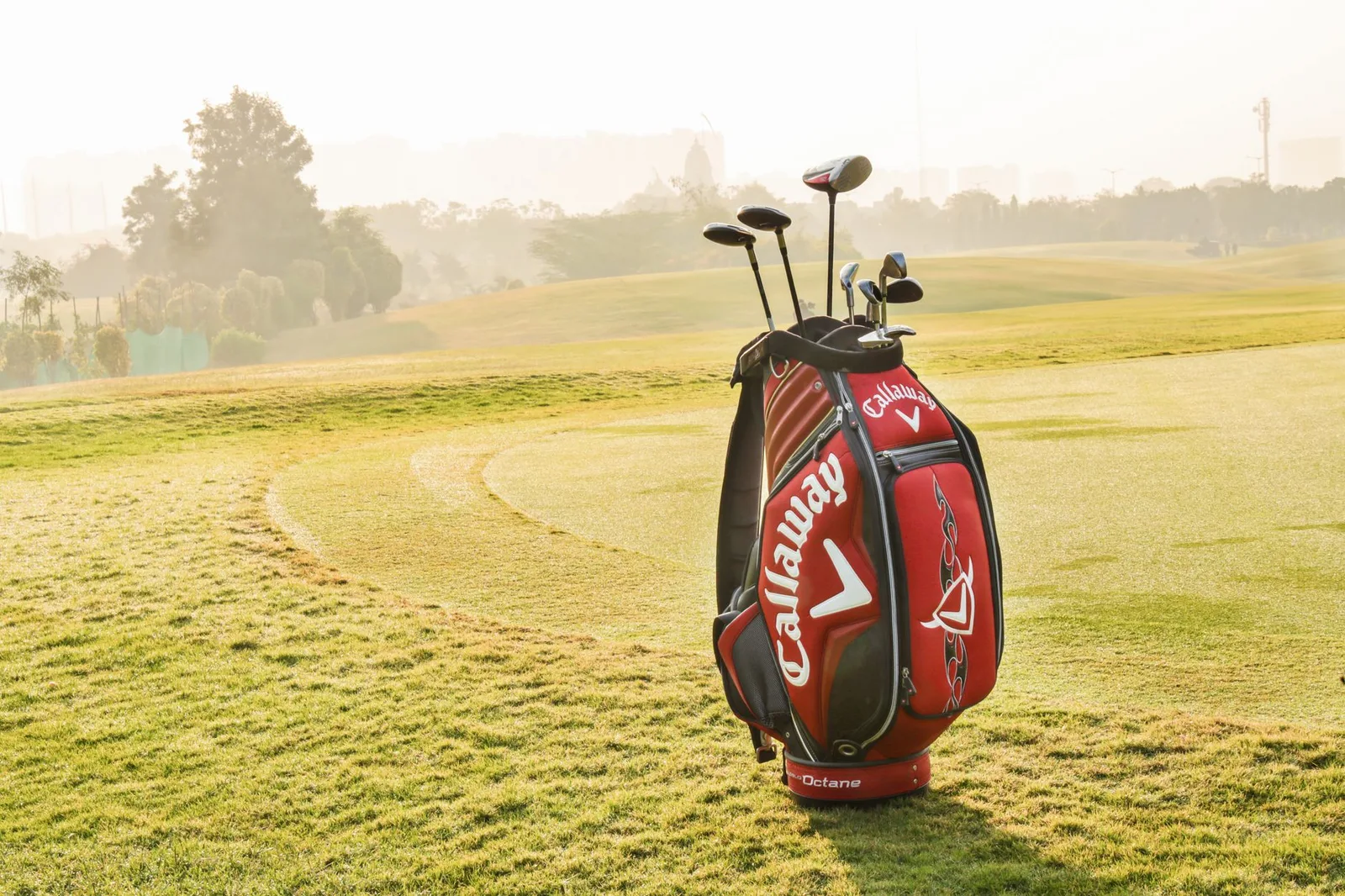 Túi gậy golf được vận chuyển bằng xe về khu nghỉ dưỡng