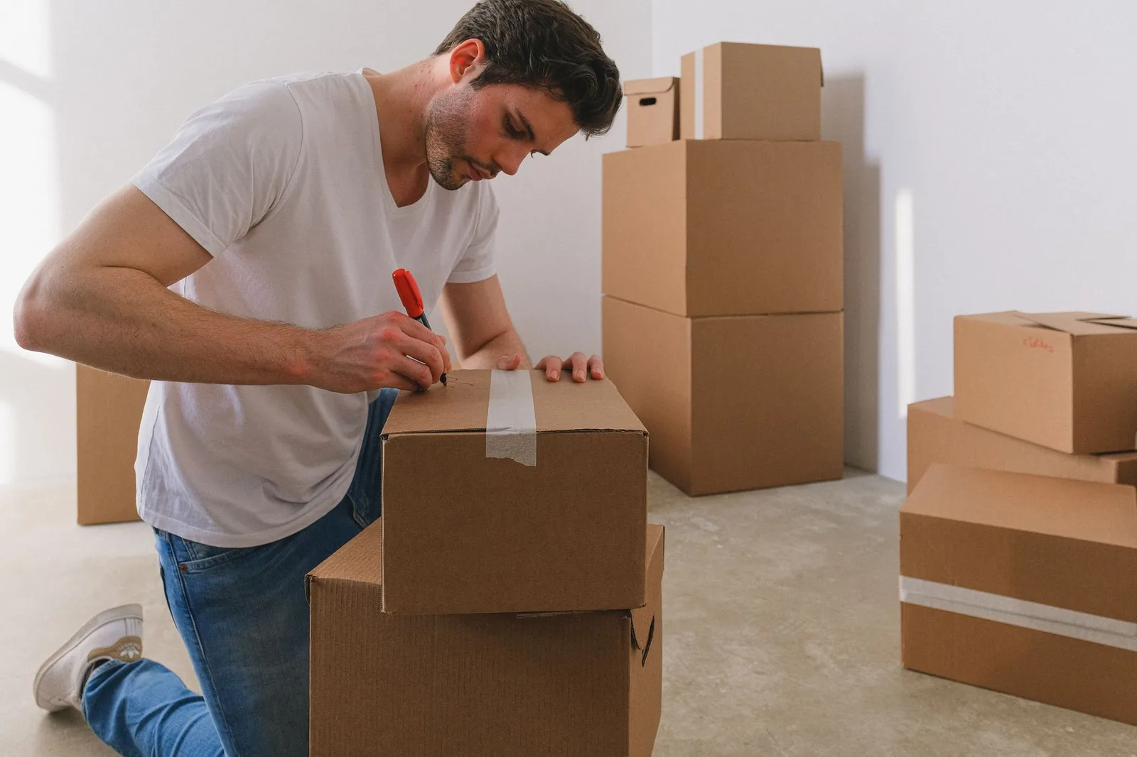 Người lao động đóng gói đồ đạc cho kế hoạch chuyển nơi ở