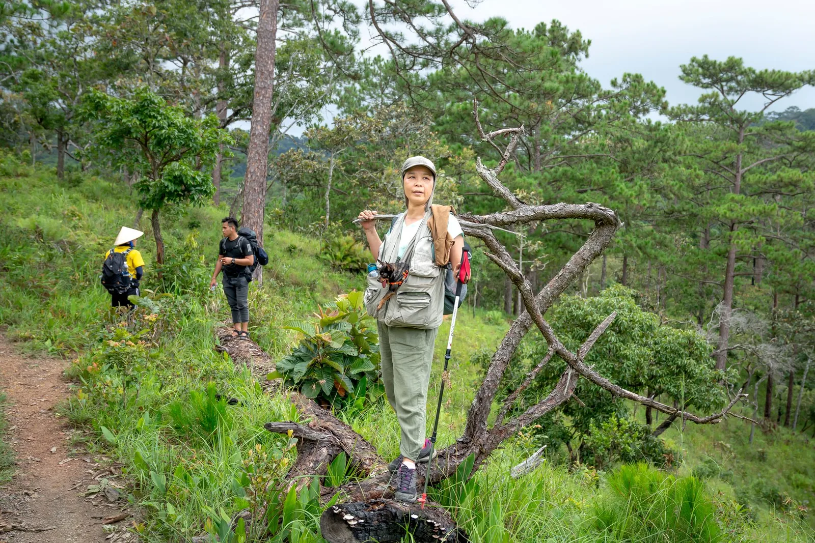 Nhóm người lớn tuổi nghỉ chân trong lịch trình trekking vừa sức