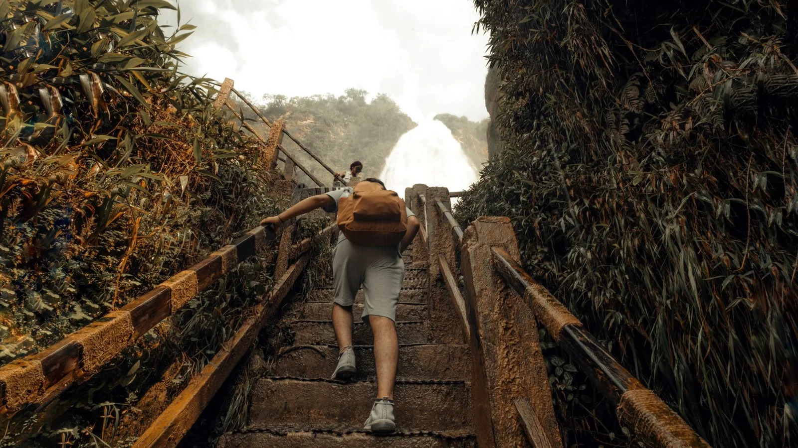 Người châu Á bắt đầu bước đi trên đường mòn